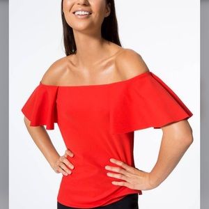Red Off the Shoulder Barcelona Top by Carbon38
